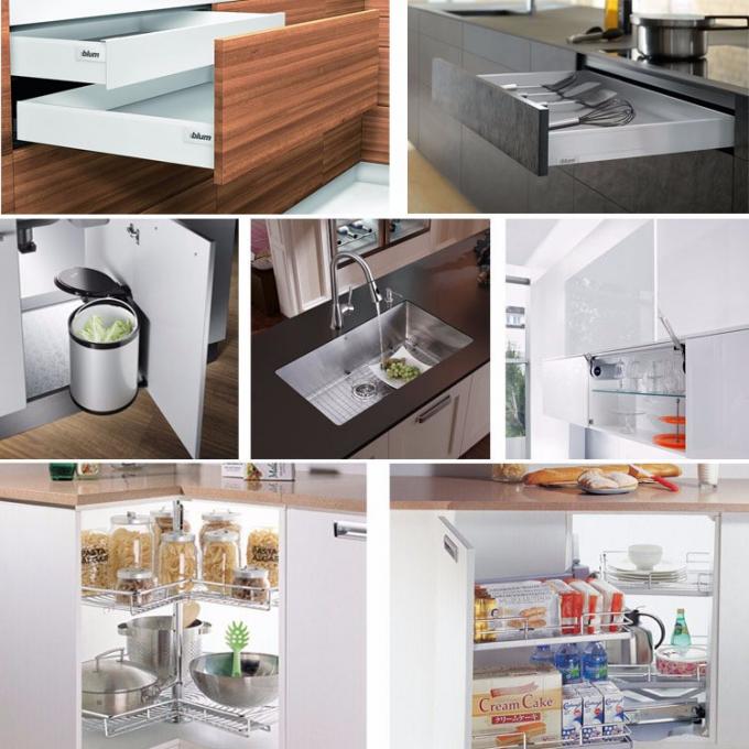 Luxury Customized Particle Board Kitchen Cabinets Lacquer Calacatta Quartz Countertops