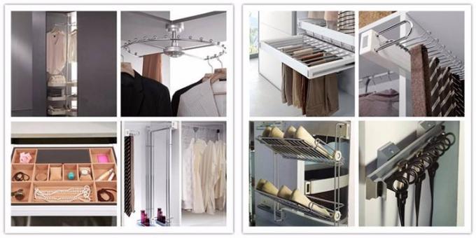 Sliding door Particle Board Wardrobe With Trouser Hanger Rack Clothes Rail