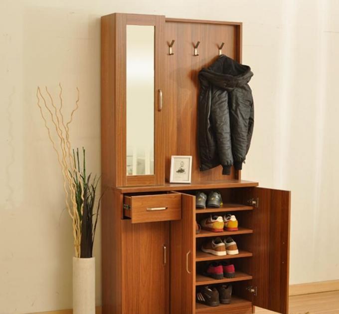 Fashionable Small MDF Shoe Cabinet / Waterproof Wooden Shoe Rack With Doors