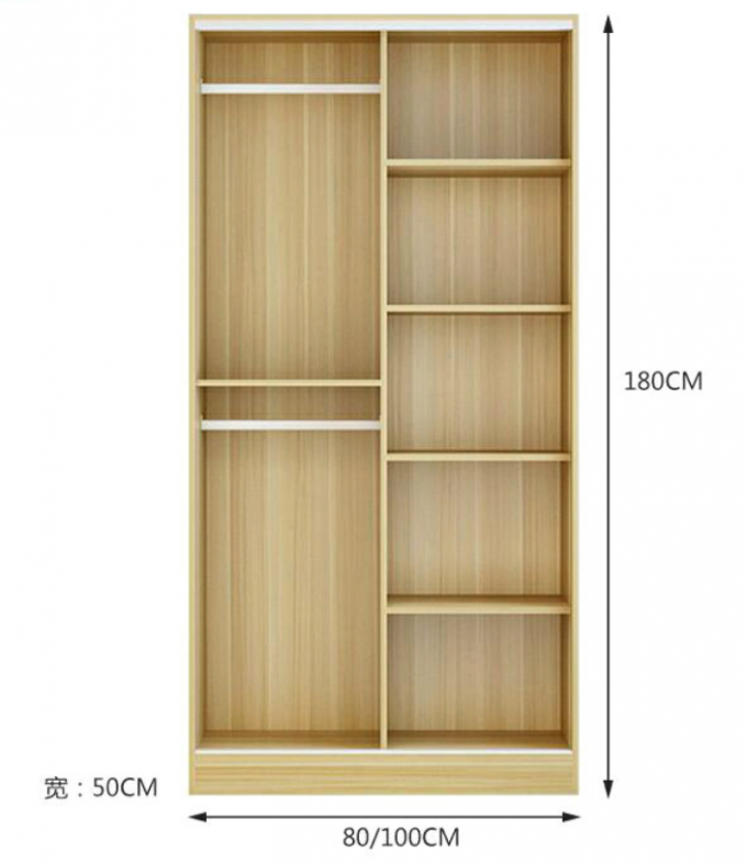 Small size Sliding Doors Wooden Wardrobe, Particle Wood Furniture 25mm Thickness