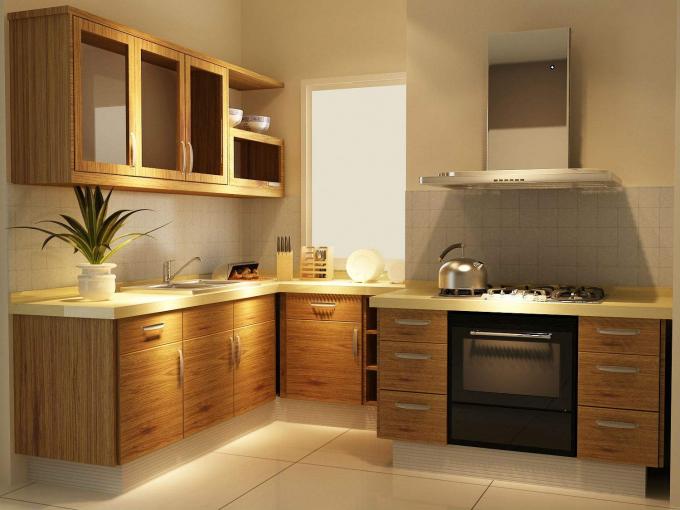 Wood Grain Melamine Board Kitchen, Modern Wooden Kitchen Cabinet Design