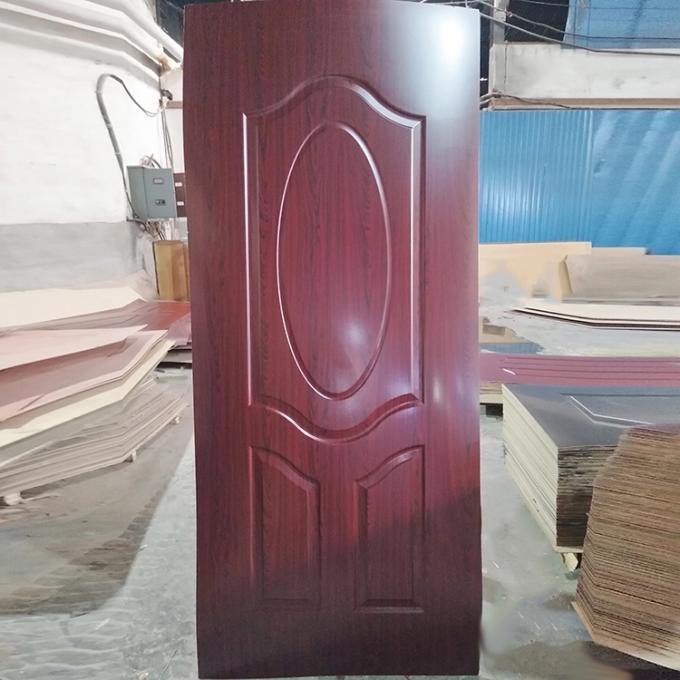 Dark Red Wooden Flush Door Veneer Skins , Apartment Using PVC Plastic Door Skins