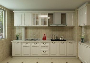 Customized Plywood Kitchen Cabinets , Pure Wooden Wardrobe Designs For Kitchen