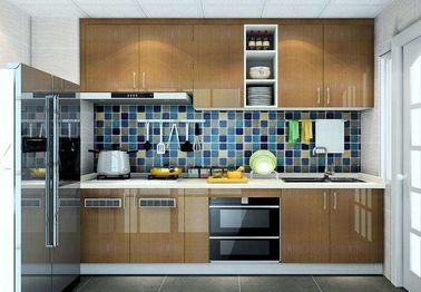 Customized Plywood Kitchen Cabinets , Pure Wooden Wardrobe Designs For Kitchen