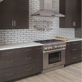 Environmental Friendly Particle Board Kitchen Cabinets With Artificial Stone Countertops