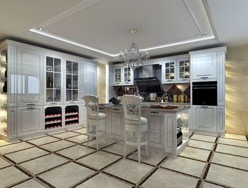 European Style Solid Wood Kitchen Cabinets , MDF Sheets Kitchen Wine Cabinet
