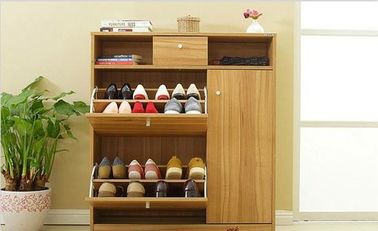 Living Room Furniture Particle Board Shoe Rack With Wooden Drawer Slides High Grade