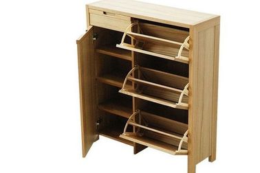 Living Room Furniture Particle Board Shoe Rack With Wooden Drawer Slides High Grade