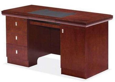 Commercial Dark Red Wood Office Desk , Pre Finished Colored Particle Board Table