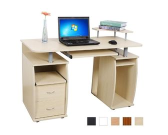 Commercial Dark Red Wood Office Desk , Pre Finished Colored Particle Board Table