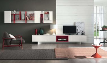 High Gloss White Wood TV Stand / Residential Using Solid Wood Corner TV Cabinet