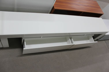 High Gloss White Wood TV Stand / Residential Using Solid Wood Corner TV Cabinet