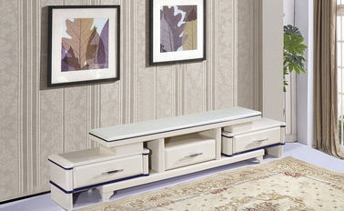 Pre Finished White Particle Board TV Stand With Large Capacity Sliding Drawers