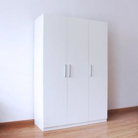 New Design Three Doors Particle Board Wardrobe With Wood Shelves And Hangers