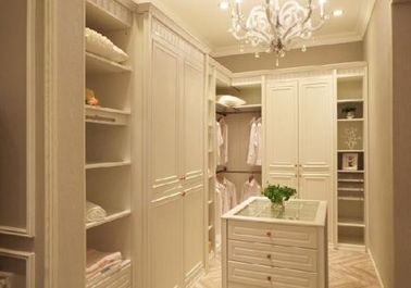 Home Laminated Particle Board Cabinets / Finished White Melamine Bedroom Furniture