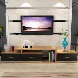 Beautiful PVC Edge Tape Light Wood TV Stand , Simple Style Solid Wood TV Console