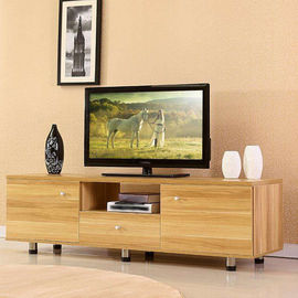 Beautiful PVC Edge Tape Light Wood TV Stand , Simple Style Solid Wood TV Console