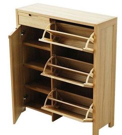 Strong Nail Holding MDF Shoe Rack , OEM Service Modern Wooden Shoe Organizer