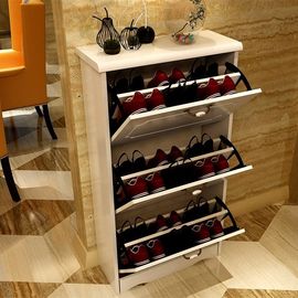 Strong Nail Holding MDF Shoe Rack , OEM Service Modern Wooden Shoe Organizer
