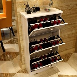 Strong Nail Holding MDF Shoe Rack , OEM Service Modern Wooden Shoe Organizer