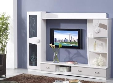 Melamine Covered Solid Wood TV Stands For Flat Screens Low Formaldehyde Emission