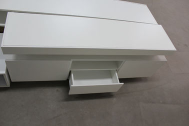 Small Wood TV Stand With Drawers , Contemporary Style White Melamine TV Unit