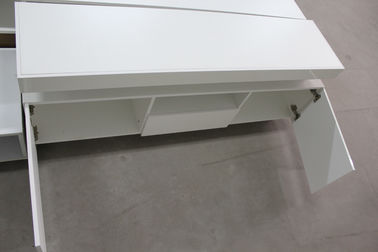 Small Wood TV Stand With Drawers , Contemporary Style White Melamine TV Unit