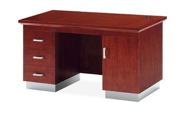 MDF Wood Veneer Office Furniture / Manager Wooden Office Desk With Drawers