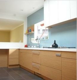 Contemporary White Melamine Kitchen Cabinets , Solid Wooden Cupboard For Kitchen