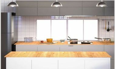 Contemporary White Melamine Kitchen Cabinets , Solid Wooden Cupboard For Kitchen