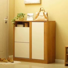 Durable Pine Wooden Shoe Cabinet / Wear Resistant Colored Paulownia Shoe Cabinet
