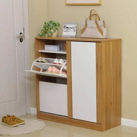 Durable Pine Wooden Shoe Cabinet / Wear Resistant Colored Paulownia Shoe Cabinet