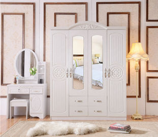 White Antique Style MDF material Wardrobe With Trouser Rack Multi Door Optional