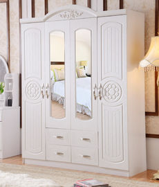 White Antique Style MDF material Wardrobe With Trouser Rack Multi Door Optional