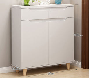 Eco - Friendly Melamine Shoe Shelves / Simple Style White Shoe Storage Cabinet