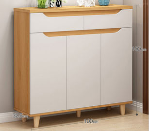 Eco - Friendly Melamine Shoe Shelves / Simple Style White Shoe Storage Cabinet