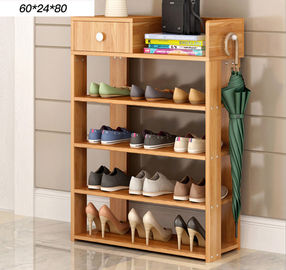 Simple style Wood grain Particle Board Shoe cabinet with many racks for choose