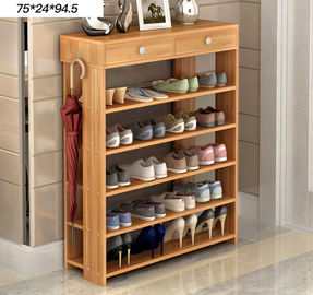 Simple style Wood grain Particle Board Shoe cabinet with many racks for choose