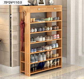 Simple style Wood grain Particle Board Shoe cabinet with many racks for choose