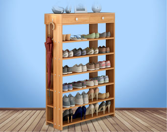 Simple style Wood grain Particle Board Shoe cabinet with many racks for choose