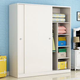 Environmental Friendly Laminated Particle Board Cabinets As White Sliding Door Wardrobe