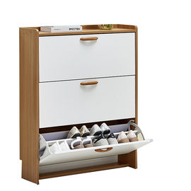 Brown Portable Melamine Coated Particle Board Shoe Rack Cabinet For Home