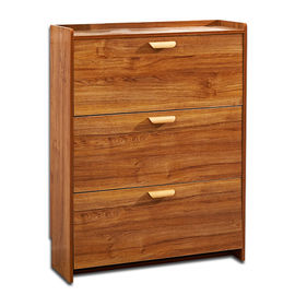 Brown Portable Melamine Coated Particle Board Shoe Rack Cabinet For Home