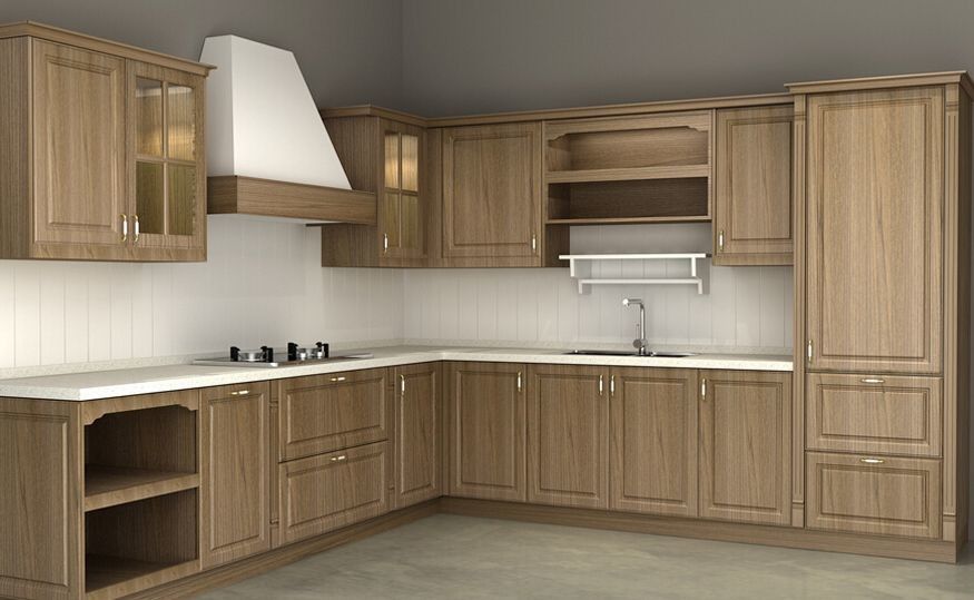 Wood Veneer Particle Board Kitchen Cabinets With Basket ...