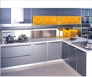 China Drawer Compressed Wood Kitchen Cabinets , Kitchen Wardrobe Cabinet With Metal Slider factory